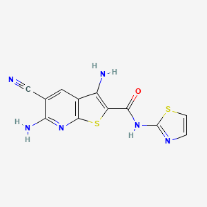 molecular formula C12H8N6OS2 B11060168 3,6-diamino-5-cyano-N-(1,3-thiazol-2-yl)thieno[2,3-b]pyridine-2-carboxamide 