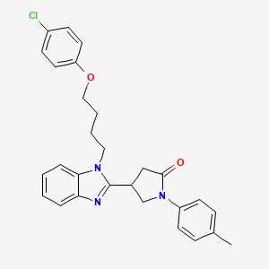 molecular formula C28H28ClN3O2 B11060171 4-{1-[4-(4-chlorophenoxy)butyl]-1H-benzimidazol-2-yl}-1-(4-methylphenyl)pyrrolidin-2-one 