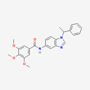 molecular formula C25H25N3O4 B11060184 3,4,5-trimethoxy-N-[1-(1-phenylethyl)-1H-benzimidazol-5-yl]benzamide 