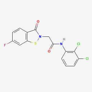 molecular formula C15H9Cl2FN2O2S B11060186 N-(2,3-dichlorophenyl)-2-(6-fluoro-3-oxo-1,2-benzothiazol-2(3H)-yl)acetamide 