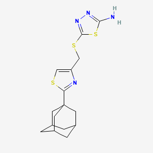 molecular formula C16H20N4S3 B11060192 5-({[2-(1-Adamantyl)-1,3-thiazol-4-YL]methyl}sulfanyl)-1,3,4-thiadiazol-2-amine 