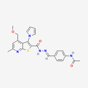 N-{4-[(E)-(2-{[4-(methoxymethyl)-6-methyl-3-(1H-pyrrol-1-yl)thieno[2,3-b]pyridin-2-yl]carbonyl}hydrazinylidene)methyl]phenyl}acetamide