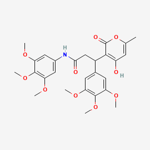 molecular formula C27H31NO10 B11060205 3-(4-hydroxy-6-methyl-2-oxo-2H-pyran-3-yl)-N,3-bis(3,4,5-trimethoxyphenyl)propanamide 