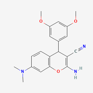 molecular formula C20H21N3O3 B11060217 2-amino-4-(3,5-dimethoxyphenyl)-7-(dimethylamino)-4H-chromene-3-carbonitrile 