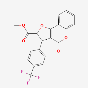 molecular formula C20H13F3O5 B11060224 methyl 4-oxo-3-[4-(trifluoromethyl)phenyl]-2,3-dihydro-4H-furo[3,2-c]chromene-2-carboxylate 