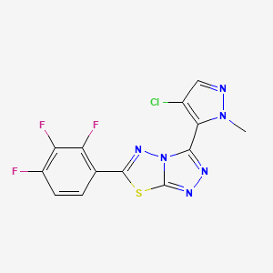 molecular formula C13H6ClF3N6S B11060236 3-(4-chloro-1-methyl-1H-pyrazol-5-yl)-6-(2,3,4-trifluorophenyl)[1,2,4]triazolo[3,4-b][1,3,4]thiadiazole 