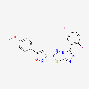 molecular formula C19H11F2N5O2S B11060257 3-(2,5-Difluorophenyl)-6-[5-(4-methoxyphenyl)-1,2-oxazol-3-yl][1,2,4]triazolo[3,4-b][1,3,4]thiadiazole 