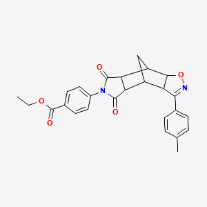 ethyl 4-[3-(4-methylphenyl)-5,7-dioxo-3a,4,4a,5,7,7a,8,8a-octahydro-6H-4,8-methano[1,2]oxazolo[4,5-f]isoindol-6-yl]benzoate