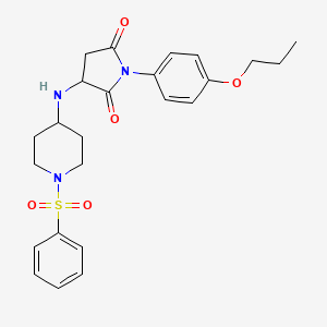 molecular formula C24H29N3O5S B11060299 3-{[1-(Phenylsulfonyl)piperidin-4-yl]amino}-1-(4-propoxyphenyl)pyrrolidine-2,5-dione 