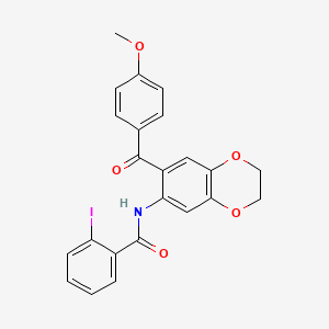 molecular formula C23H18INO5 B11060318 2-iodo-N-[7-(4-methoxybenzoyl)-2,3-dihydro-1,4-benzodioxin-6-yl]benzamide 