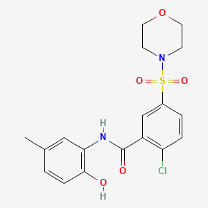 molecular formula C18H19ClN2O5S B11060322 2-chloro-N-(2-hydroxy-5-methylphenyl)-5-(morpholin-4-ylsulfonyl)benzamide 