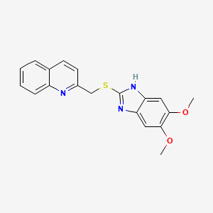 2-{[(5,6-dimethoxy-1H-benzimidazol-2-yl)sulfanyl]methyl}quinoline