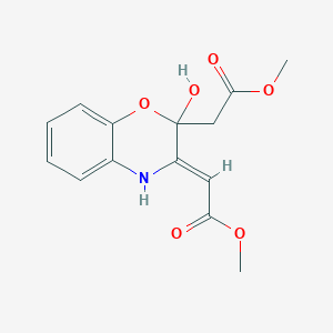 molecular formula C14H15NO6 B11060394 Methyl 2-[2-hydroxy-2-(2-methoxy-2-oxoethyl)-4H-1,4-benzoxazin-3-ylidene]acetate 