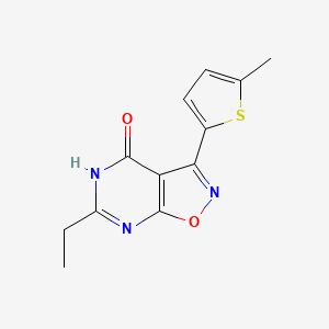 molecular formula C12H11N3O2S B11060396 6-Ethyl-3-(5-methylthiophen-2-yl)-5H-[1,2]oxazolo[5,4-d]pyrimidin-4-one 