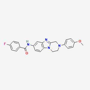 molecular formula C24H21FN4O2 B11060398 4-fluoro-N-[2-(4-methoxyphenyl)-1,2,3,4-tetrahydropyrazino[1,2-a]benzimidazol-8-yl]benzamide 