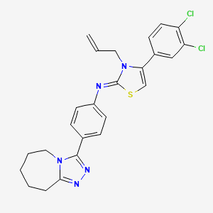 molecular formula C25H23Cl2N5S B11060416 N-[3-Allyl-4-(3,4-dichlorophenyl)-1,3-thiazol-2(3H)-yliden]-N-[4-(6,7,8,9-tetrahydro-5H-[1,2,4]triazolo[4,3-A]azepin-3-YL)phenyl]amine 