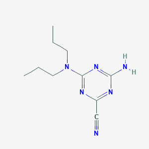 molecular formula C10H16N6 B11060422 4-Amino-6-(dipropylamino)-1,3,5-triazine-2-carbonitrile 