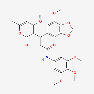 3-(4-hydroxy-6-methyl-2-oxo-2H-pyran-3-yl)-3-(7-methoxy-1,3-benzodioxol-5-yl)-N-(3,4,5-trimethoxyphenyl)propanamide