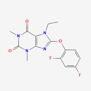 molecular formula C15H14F2N4O3 B11060477 8-(2,4-difluorophenoxy)-7-ethyl-1,3-dimethyl-3,7-dihydro-1H-purine-2,6-dione 