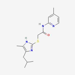 molecular formula C16H22N4OS B11060487 2-{[4-methyl-5-(2-methylpropyl)-1H-imidazol-2-yl]sulfanyl}-N-(4-methylpyridin-2-yl)acetamide 