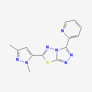 molecular formula C13H11N7S B11060491 6-(1,3-dimethyl-1H-pyrazol-5-yl)-3-(pyridin-2-yl)[1,2,4]triazolo[3,4-b][1,3,4]thiadiazole 