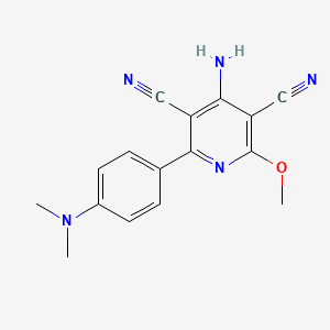 molecular formula C16H15N5O B11060495 4-Amino-2-[4-(dimethylamino)phenyl]-6-methoxypyridine-3,5-dicarbonitrile 