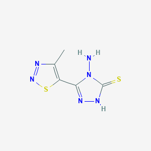 molecular formula C5H6N6S2 B11060516 4-amino-3-(4-methylthiadiazol-5-yl)-1H-1,2,4-triazole-5-thione CAS No. 64369-18-2