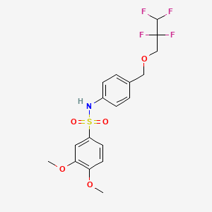 molecular formula C18H19F4NO5S B11060527 3,4-dimethoxy-N-{4-[(2,2,3,3-tetrafluoropropoxy)methyl]phenyl}benzenesulfonamide 