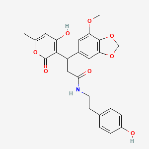 3-(4-hydroxy-6-methyl-2-oxo-2H-pyran-3-yl)-N-[2-(4-hydroxyphenyl)ethyl]-3-(7-methoxy-1,3-benzodioxol-5-yl)propanamide