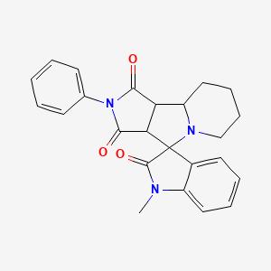 molecular formula C24H23N3O3 B11060566 1-methyl-2'-phenyl-6',7',8',9',9a',9b'-hexahydrospiro[indole-3,4'-pyrrolo[3,4-a]indolizine]-1',2,3'(1H,2'H,3a'H)-trione 