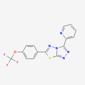 molecular formula C15H8F3N5OS B11060611 3-(Pyridin-2-yl)-6-[4-(trifluoromethoxy)phenyl][1,2,4]triazolo[3,4-b][1,3,4]thiadiazole 