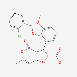 molecular formula C24H21ClO7 B11060629 methyl 3-{2-[(2-chlorobenzyl)oxy]-3-methoxyphenyl}-6-methyl-4-oxo-2,3-dihydro-4H-furo[3,2-c]pyran-2-carboxylate 