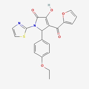 molecular formula C20H16N2O5S B11060630 5-(4-ethoxyphenyl)-4-(furan-2-ylcarbonyl)-3-hydroxy-1-(1,3-thiazol-2-yl)-1,5-dihydro-2H-pyrrol-2-one 