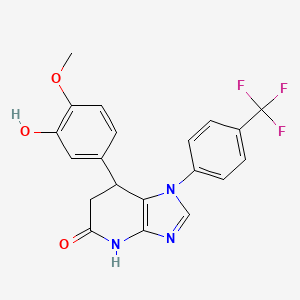 molecular formula C20H16F3N3O3 B11060648 7-(3-hydroxy-4-methoxyphenyl)-1-[4-(trifluoromethyl)phenyl]-1,4,6,7-tetrahydro-5H-imidazo[4,5-b]pyridin-5-one 