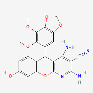 2,4-Diamino-5-(6,7-dimethoxy-1,3-benzodioxol-5-YL)-8-hydroxy-5H-chromeno[2,3-B]pyridin-3-YL cyanide