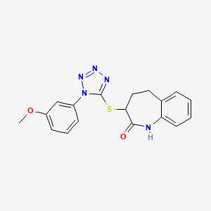 molecular formula C18H17N5O2S B11060691 3-{[1-(3-methoxyphenyl)-1H-tetrazol-5-yl]sulfanyl}-1,3,4,5-tetrahydro-2H-1-benzazepin-2-one 