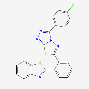 2-{2-[3-(4-Chlorophenyl)[1,2,4]triazolo[3,4-b][1,3,4]thiadiazol-6-yl]phenyl}-1,3-benzothiazole