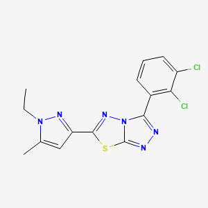 molecular formula C15H12Cl2N6S B11060745 3-(2,3-dichlorophenyl)-6-(1-ethyl-5-methyl-1H-pyrazol-3-yl)[1,2,4]triazolo[3,4-b][1,3,4]thiadiazole 