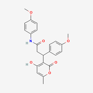 molecular formula C23H23NO6 B11060834 3-(4-hydroxy-6-methyl-2-oxo-2H-pyran-3-yl)-N,3-bis(4-methoxyphenyl)propanamide 