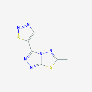 molecular formula C7H6N6S2 B11060841 6-Methyl-3-(4-methylthiadiazol-5-yl)-[1,2,4]triazolo[3,4-b][1,3,4]thiadiazole CAS No. 64369-27-3