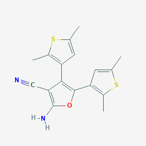 molecular formula C17H16N2OS2 B11060882 2-Amino-4,5-bis(2,5-dimethylthiophen-3-yl)furan-3-carbonitrile 