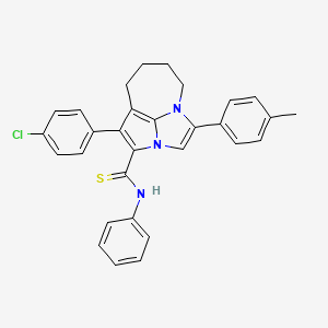 molecular formula C30H26ClN3S B11060912 1-(4-Chlorophenyl)-4-(4-methylphenyl)-N~2~-phenyl-5,6,7,8-tetrahydro-2A,4A-diazacyclopenta[CD]azulene-2-carbothioamide 