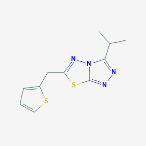 molecular formula C11H12N4S2 B11060946 [1,2,4]Triazolo[3,4-b][1,3,4]thiadiazole, 3-(1-methylethyl)-6-(2-thienylmethyl)- 