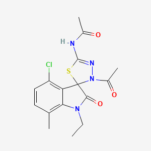 N-(3'-acetyl-4-chloro-1-ethyl-7-methyl-2-oxo-1,2-dihydro-3'H-spiro[indole-3,2'-[1,3,4]thiadiazol]-5'-yl)acetamide