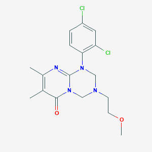 molecular formula C17H20Cl2N4O2 B11060959 1-(2,4-dichlorophenyl)-3-(2-methoxyethyl)-7,8-dimethyl-1,2,3,4-tetrahydro-6H-pyrimido[1,2-a][1,3,5]triazin-6-one 