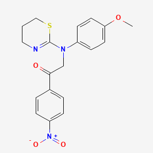 molecular formula C19H19N3O4S B11060966 2-[5,6-dihydro-4H-1,3-thiazin-2-yl(4-methoxyphenyl)amino]-1-(4-nitrophenyl)ethanone 