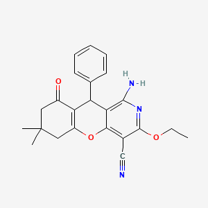 1-amino-3-ethoxy-7,7-dimethyl-9-oxo-10-phenyl-6,8,9,10-tetrahydro-7H-chromeno[3,2-c]pyridine-4-carbonitrile