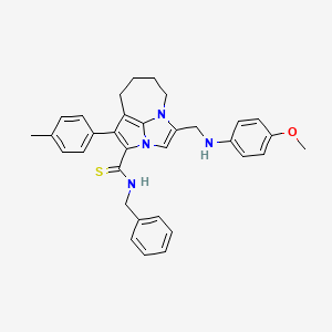 molecular formula C33H34N4OS B11061025 N-benzyl-4-{[(4-methoxyphenyl)amino]methyl}-1-(4-methylphenyl)-5,6,7,8-tetrahydro-2a,4a-diazacyclopenta[cd]azulene-2-carbothioamide 