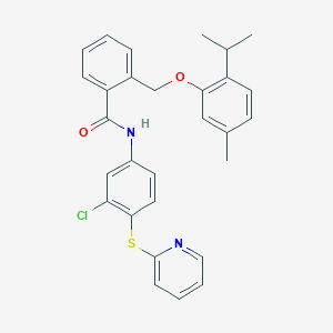 molecular formula C29H27ClN2O2S B11061037 N-[3-chloro-4-(pyridin-2-ylsulfanyl)phenyl]-2-{[5-methyl-2-(propan-2-yl)phenoxy]methyl}benzamide 