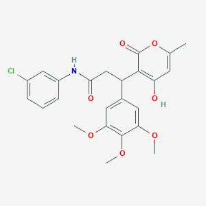 N-(3-chlorophenyl)-3-(4-hydroxy-6-methyl-2-oxo-2H-pyran-3-yl)-3-(3,4,5-trimethoxyphenyl)propanamide